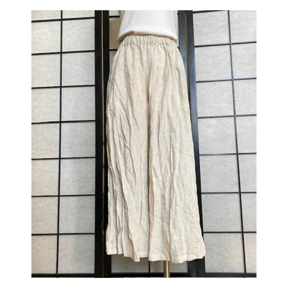 Vivid Linen Crinkled Low Rise Wide Leg Long Pants -  Small, NWT